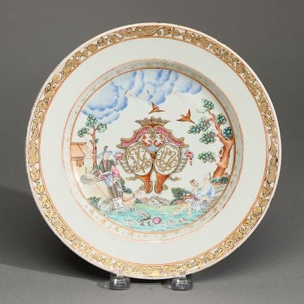 Assiette de mariage chinoise d’exportation, décoré