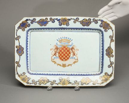Plateau octogonal en porcelaine chinoise d’exporta