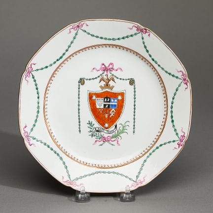 Assiette octogonale en porcelaine chinoise d’expor