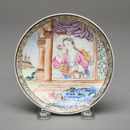 Soucoupe chinoise de famille rose destinée à l'exp