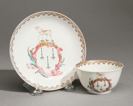 Bol à thé et soucoupe en porcelaine chinoise à mot