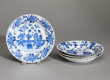 Ensemble de quatre assiettes creuses chinoises d’e
