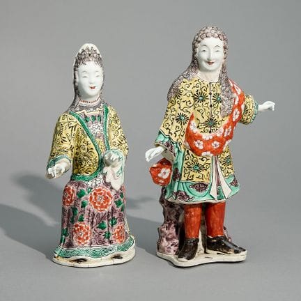 Seltenes Paar Figuren aus chinesischem Exportporze