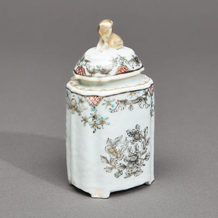 Boîte à thé en porcelaine chinoise d’exportation a