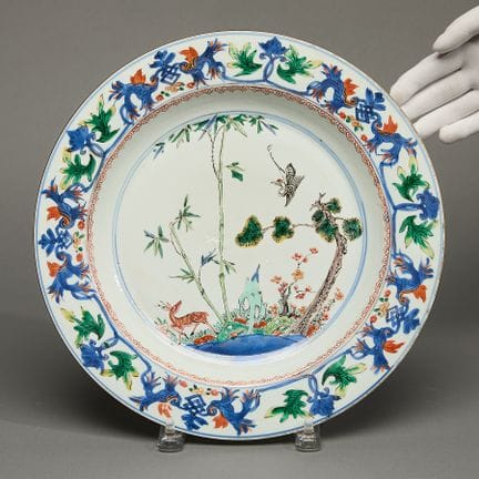 Chinesischer „Famille verte“-Imari-Porzellanteller