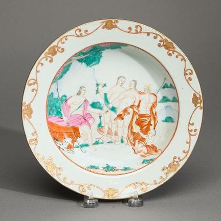 Assiette à soupe en porcelaine chinoise d’exportat