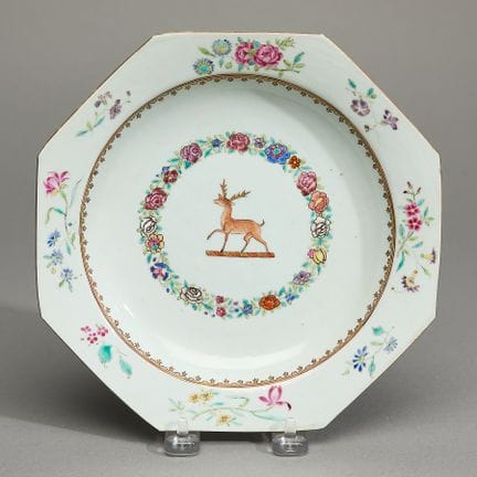 Assiette à soupe octogonale en porcelaine « famill