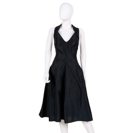 Dolce & Gabbana black cotton silk blend halter dre