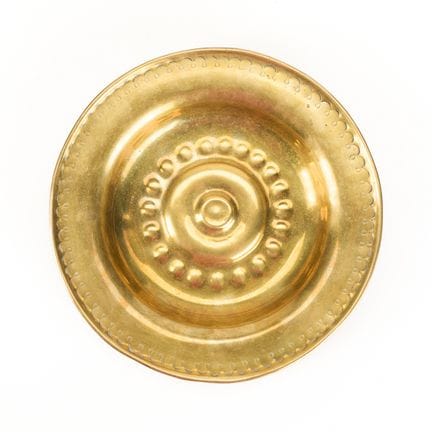 Brass repousse alm dish, likely produced in Nuremb