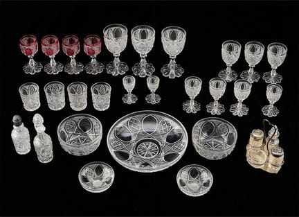 Set of 31 cut glass stemware and cut-glass bowls e