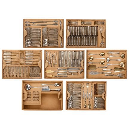 Christofle, France. Silver plated flatware includi