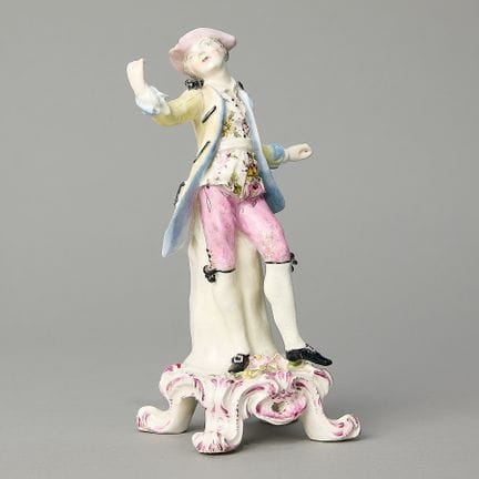 Bow, England. Porcelain figure of a gallant, ca. 1