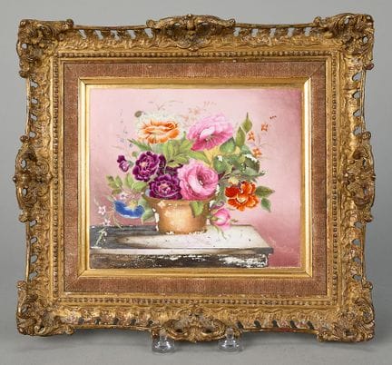 Derby, English. Porcelain plaque painted with a st