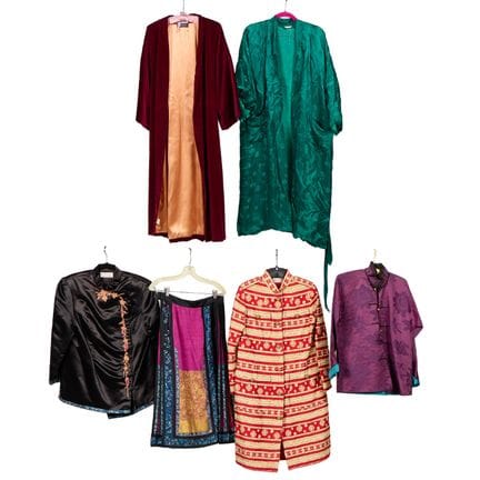Five pieces of Asian inspired evening wear. Includ