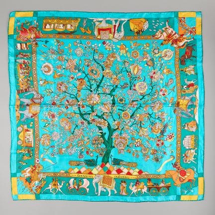 Hermes Fantaisies Indiennes motif carre silk scarf