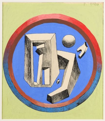 查尔斯·比德曼（美国，1906-2004）。1937年创作的纸本水粉与墨水画，题为《绘画习作，巴黎，