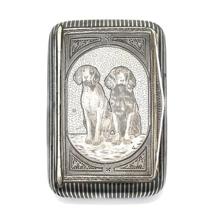 Russian niello silver cigarette case with a fine a