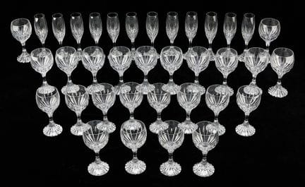 Baccarat, France. Set of 36 pieces of cut-crystal 