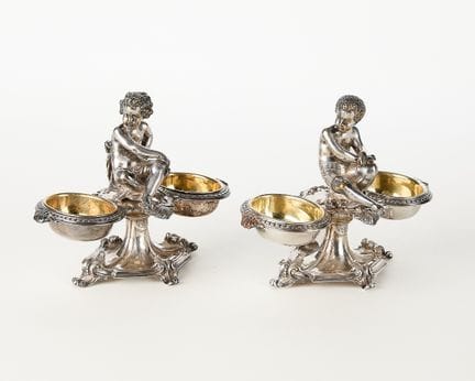 Christofle, France. Pair of silver plate double sa