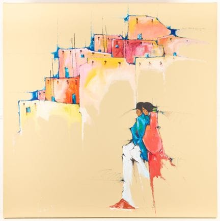 阿马多·佩纳（雅基族，生于1943年）。1988年创作的丙烯画《埃尔·阿曼卡斯》，画布材质。画面以鲜