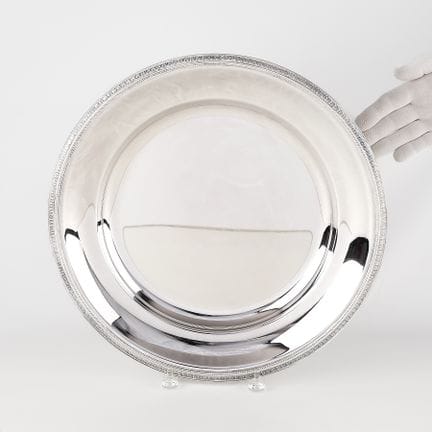 Christofle, France. Silver plated round platter in