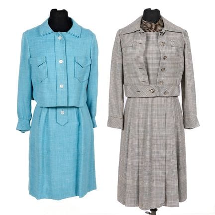 Two Bill Blass dresses with coordinating jackets. 