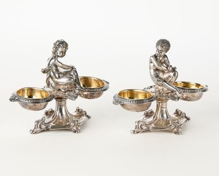 Christofle, France. Pair of silver plate double sa
