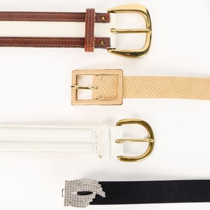Group of four designer belts. Including: one Calde