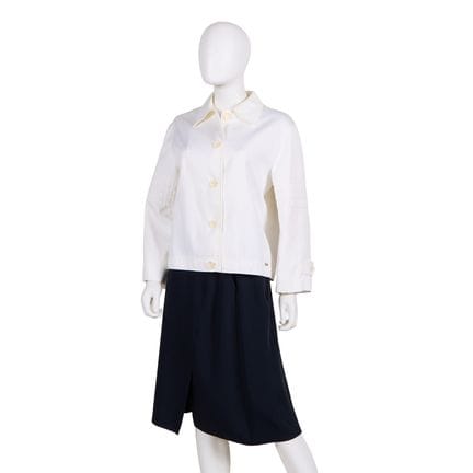 Chanel white cotton twill jacket with silk lined s