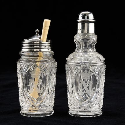 Christofle, France. Cut-crystal caster with silver