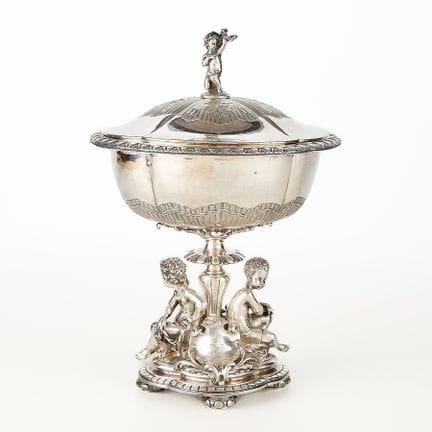 Christofle, France. Silver plate footed compote wi