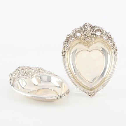 Group of two Wallace sterling silver heart shaped 