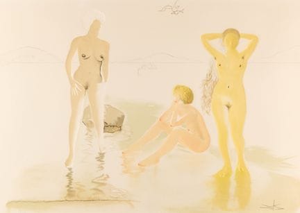 萨尔瓦多·达利（西班牙，1904-1989）。纸本蚀刻版画，结合石版印刷、金箔压花及伪浮雕技法，题为