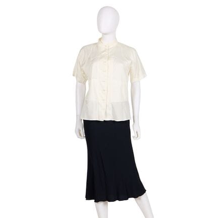 Prada navy acetate viscose blend skirt and a white