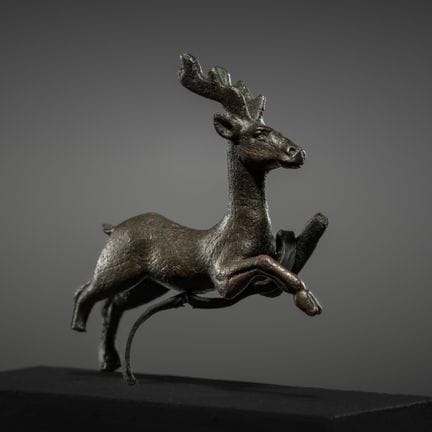 A FINE BRONZE LEAPING STAG, ROMAN, CIRCA 1ST-2ND C