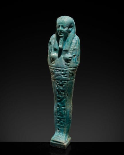 FIGURINE « SHABTI » EN FAÏENCE D'UN BLEU TURQUOISE
