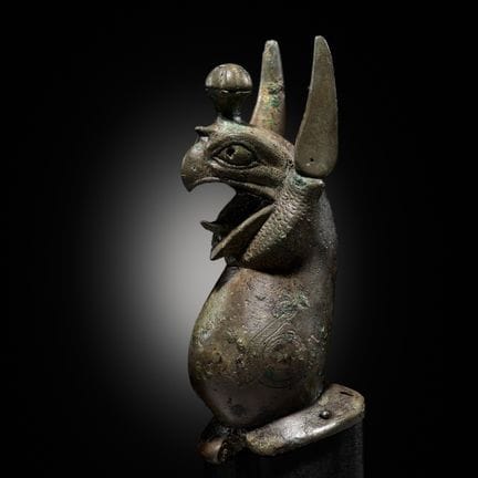 A GREEK BRONZE GRIFFIN PROTOME, ARCHAIC PERIOD, CI