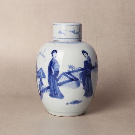 Vaso cinese "da signore" con coperchio, decorato i