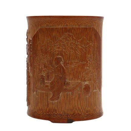 Pot à pinceaux chinois en bambou sculpté (bitong),