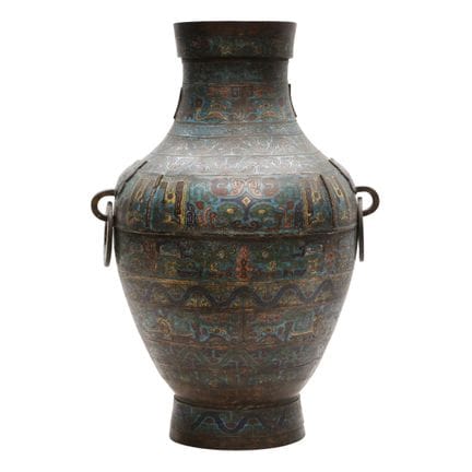 A large Chinese cloisonné enamel bronze 'taotie' v