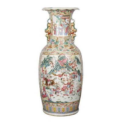 Grand vase chinois « figuratif » de la famille ros