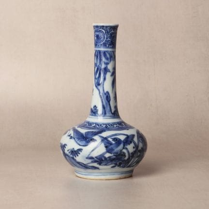 A Chinese kosometsuke blue and white 'birds' bottl