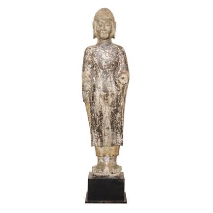 A Chinese limestone figure of standing Buddha, pos