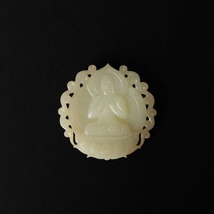 Plaque chinoise en jade céladon représentant « Gua