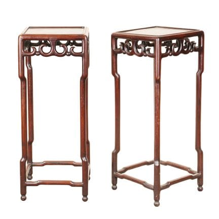 A pair of Chinese hardwood hongmu jardinière stand