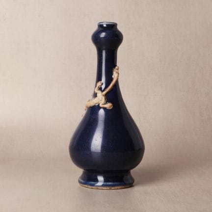 A Chinese blue-glazed garlic-mouth 'chilong' vase,