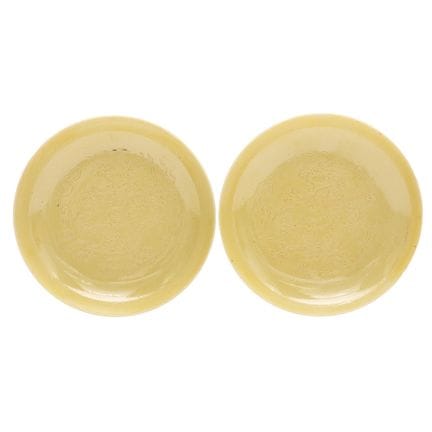 Paire de plats chinois à glaçure jaune représentan