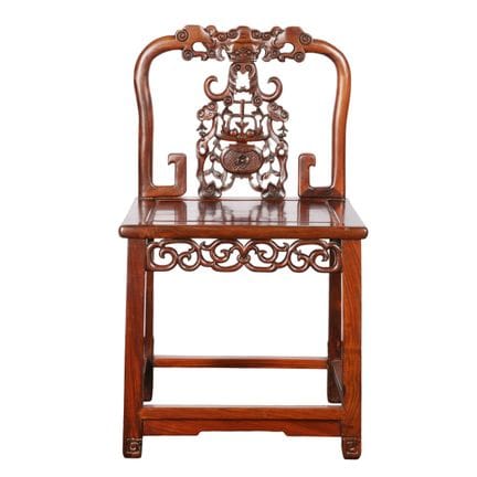A Chinese carved hongmu side chair, 19th/20th cent