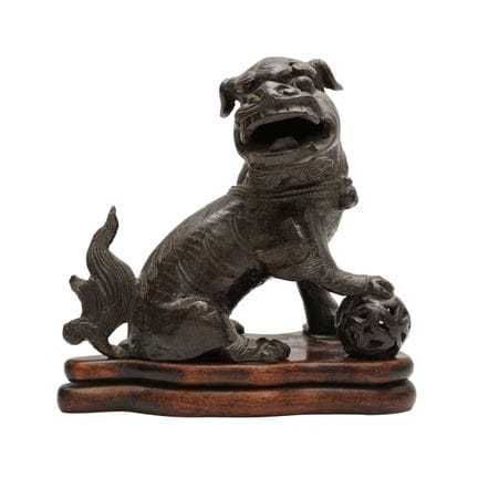 A Chinese bronze figure of a lion dog, Ming dynast