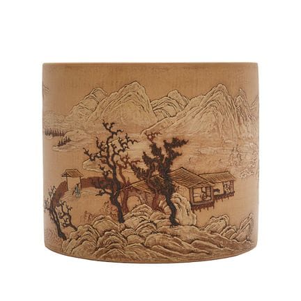 Un magnifique pot à pinceaux chinois en zisha d’Yi